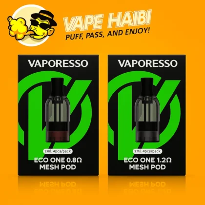 VAPORESSO ECO ONE Replacement Pod Cartridge (2ml, 0.8/1.2 ohm) with COREX Smooth technology.