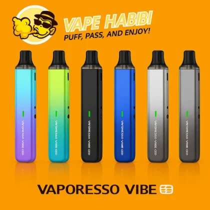 Vaporesso Vibe SE Dual Mesh Pod Kit in multiple gradient colors, featuring slim pen-style design.