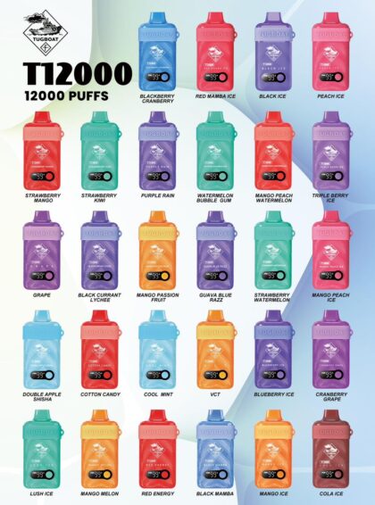 Tugboat T12000 Disposable Vape (12,000 Puffs) in multiple flavors at Vape Habibi.