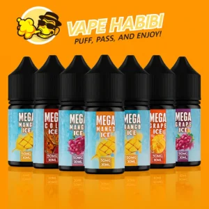 MEGA 30mg and 50mg 30ml Salt Nicotine E-juice variety by Vape Habibi.