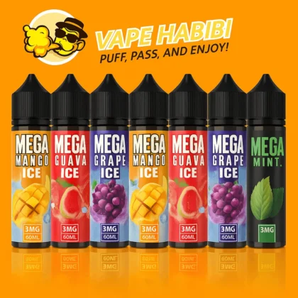 MEGA 3MG 60ML Bottle Liquid Freebase vape juice flavors by Vape Habibi.