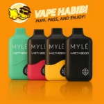 MYLE Meta 9000 Puffs 50mg Nic Long-Lasting disposable vape variety by Vape Habibi.