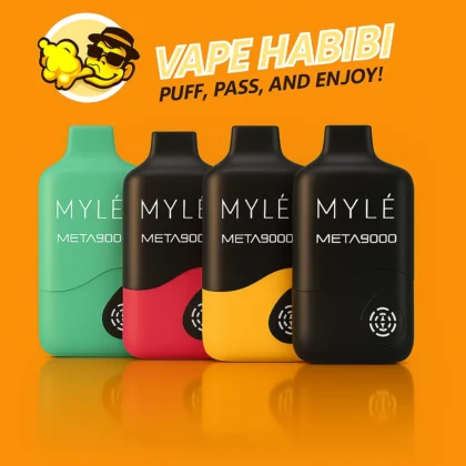 MYLE Meta 9000 Puffs 50mg Nic Long-Lasting disposable vape variety by Vape Habibi.