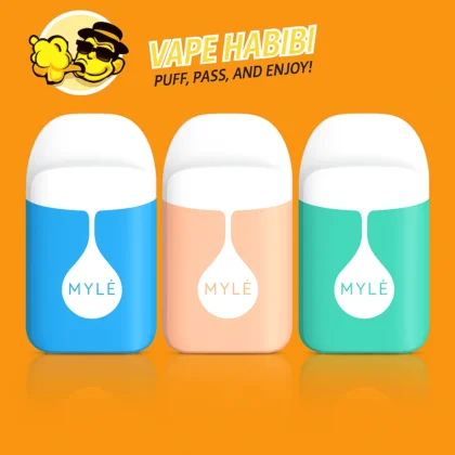 MYLE Micro 1000 puffs disposable vape displayed in blue, peach, and green colours