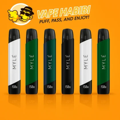 Sleek MYLE V5 Meta Device in Jet Black with LED indicator and Type-C charging port, available in UAE.