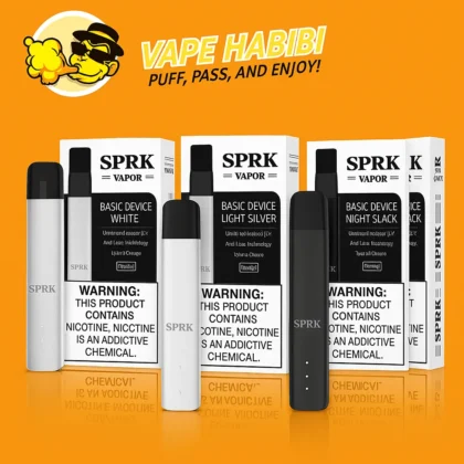 SPRK V4 Device for Myle V4 Pods White, Light Silver & Night Slack, featuring