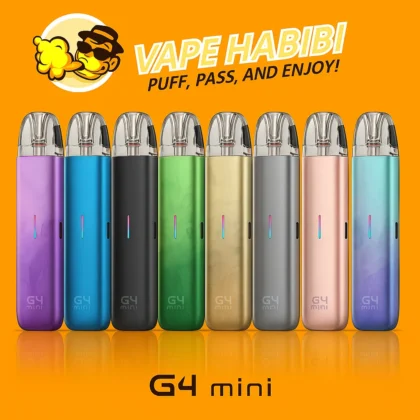 Uwell Caliburn G4 Mini Pod System Kits in multiple colors with LED bars, from Vape Habibi Dubai.