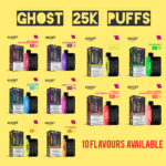 Vapes Bars Ghost Galaxy 25000 Puffs Disposable Vape 20mg Nicotine 10 Different Flavors Chart