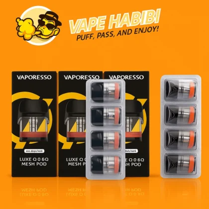 Vaporesso Luxe Q Mesh Pods (4-pack, 2ml/3ml) available at Vape Habibi Dubai.