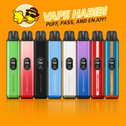 Vaporesso Vibe Pod Kit in diverse colors with clear pod tanks, available at Vape Habibi Dubai.