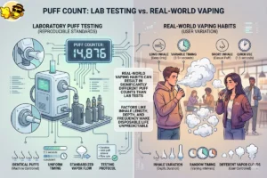 Graphic showing puff count testing compared with real world vaping habits